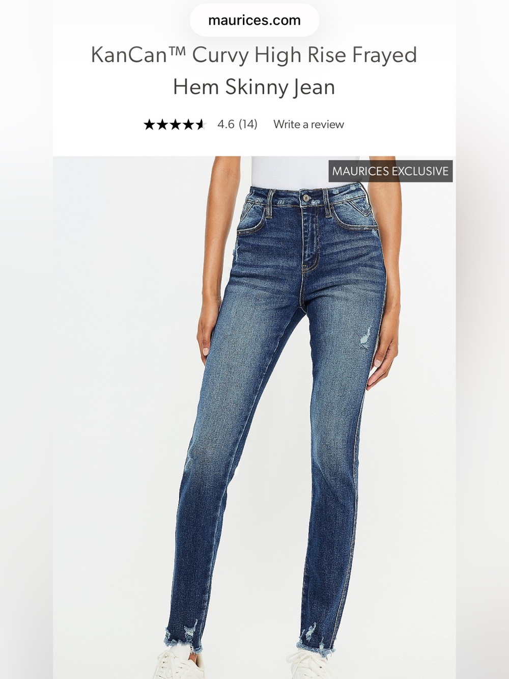 Kancan Maurice’s Women’s Distressed Skinny Jeans - Curvy High-Rise - 30